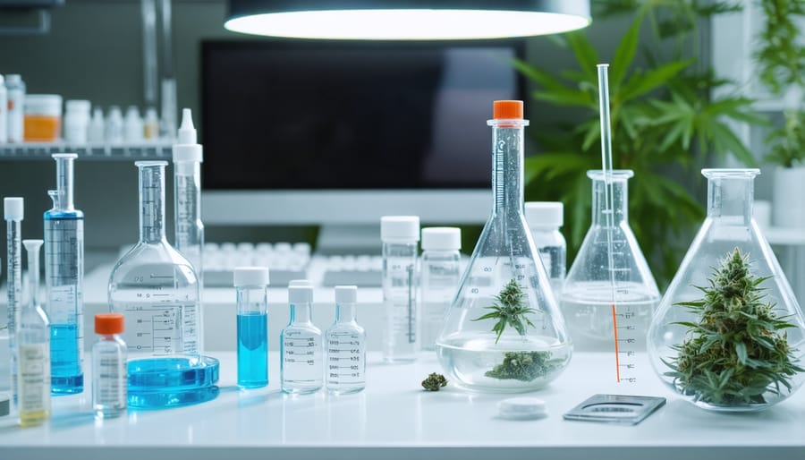 Scientific laboratory with HPLC machines and testing equipment for CBD product quality control
